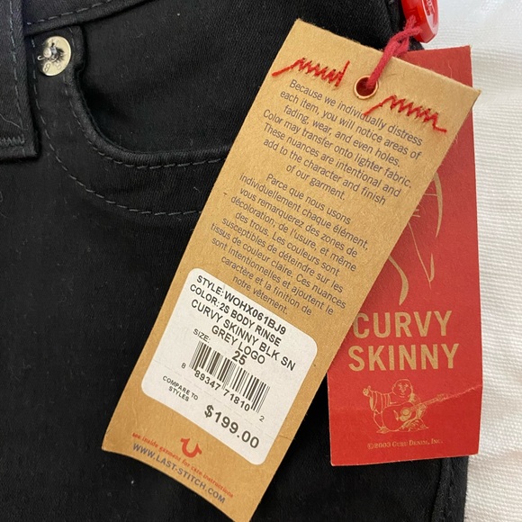 True Religion “Curvy” Black Jeans NEW Size 25 - Picture 3 of 5